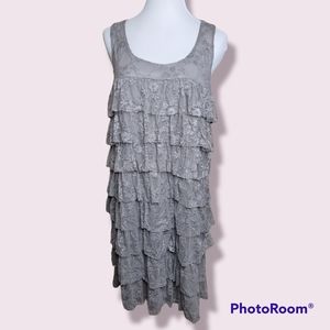 I.N.C. Tiered Lace Dress Taupe Size OX